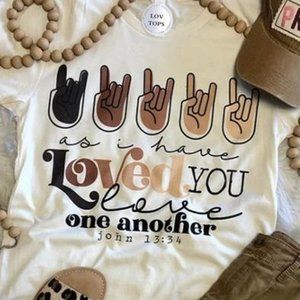 Cream "Love One Another" Tee Size Medium, NWT